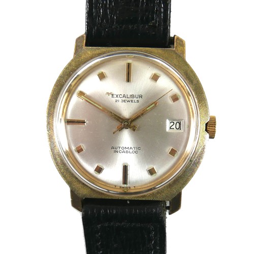 157 - An Excalibur Automatic gold plated gentleman's wristwatch, the silvered dial with baton numerals, da... 