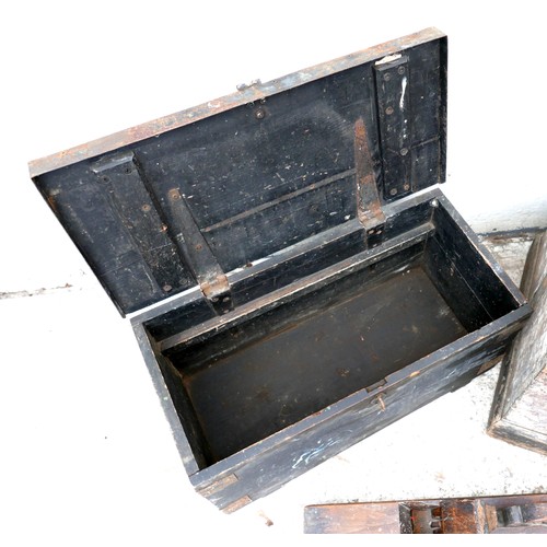 385 - Two wooden tool chests, the larger with two lift out trays, 92 by 46 by 45cm, the smaller 61 by 32 b... 