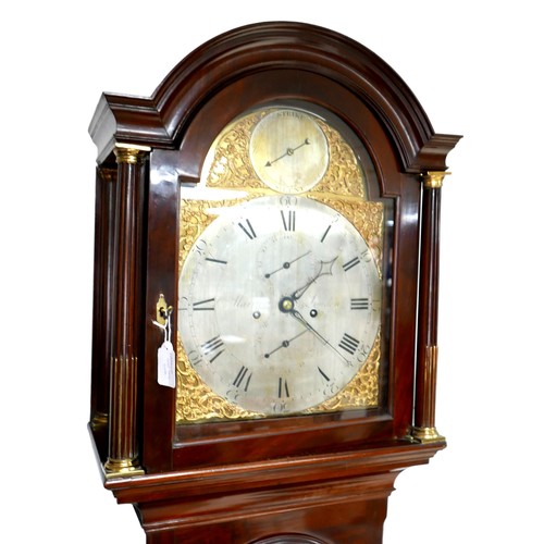 544 - A George III mahogany long case clock by Marriott of London, engraved brass dial with silvered chapt... 