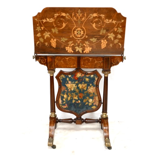 546 - A rare and high quality Victorian folding card table with fire screen, circa 1870, rosewood with pro... 