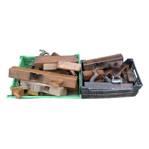 384 - A quantity of hand tools comprising of  shaving planes and a moulding plane. (2 boxes)