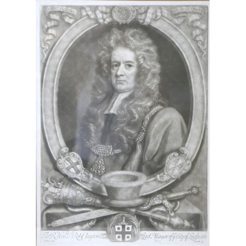 403 - A mezzotint portrait of Robert Clayton, Lord Mayor of London, after John Riley, engraved by John Smi... 