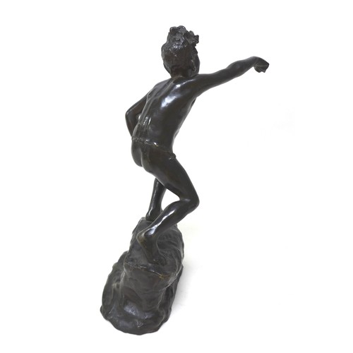 161 - Giuseppe Renda (Italian, 1859-1939): 'Boy with arm raised' (Le Voila), circa 1908, a bronze sculptur... 