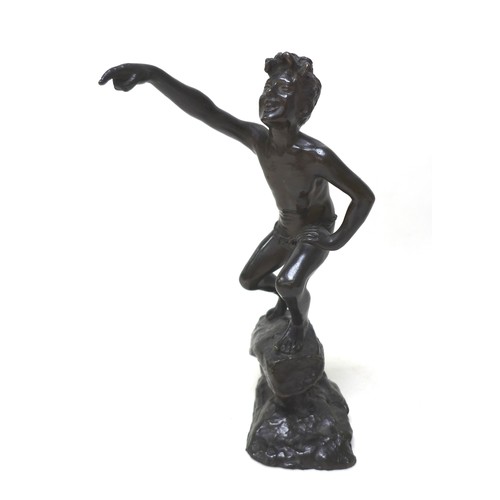 161 - Giuseppe Renda (Italian, 1859-1939): 'Boy with arm raised' (Le Voila), circa 1908, a bronze sculptur... 