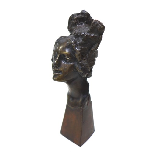 154 - Giuseppe Renda (Italian, 1859-1939): 'Head of a girl bust' (Testa di Fanciullo), a bronze sculpture,... 