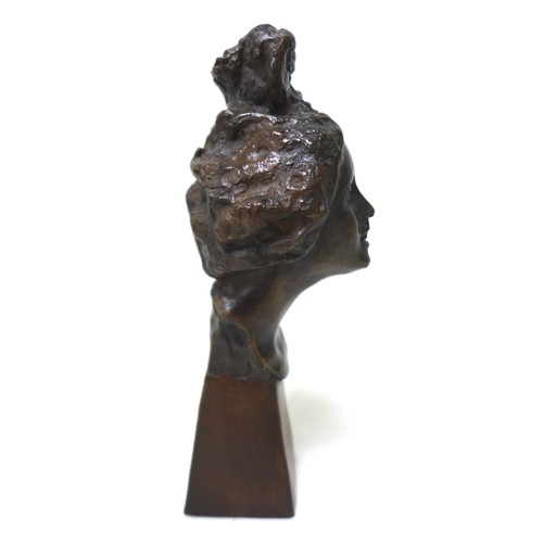 154 - Giuseppe Renda (Italian, 1859-1939): 'Head of a girl bust' (Testa di Fanciullo), a bronze sculpture,... 