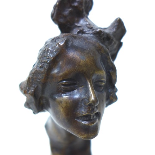 154 - Giuseppe Renda (Italian, 1859-1939): 'Head of a girl bust' (Testa di Fanciullo), a bronze sculpture,... 