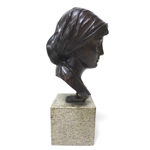 153 - Giuseppe Renda (Italian, 1859-1939): 'Pensive Girl', a bronze sculpture, signed 'Renda' in the bronz... 