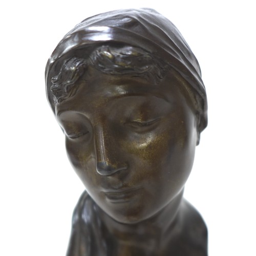 153 - Giuseppe Renda (Italian, 1859-1939): 'Pensive Girl', a bronze sculpture, signed 'Renda' in the bronz... 