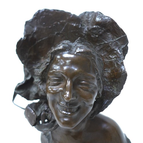 157 - Giuseppe Renda (Italian, 1859-1939): 'Lady with Bonnet', a bronze sculpture, signed 'G Renda, Napoli... 