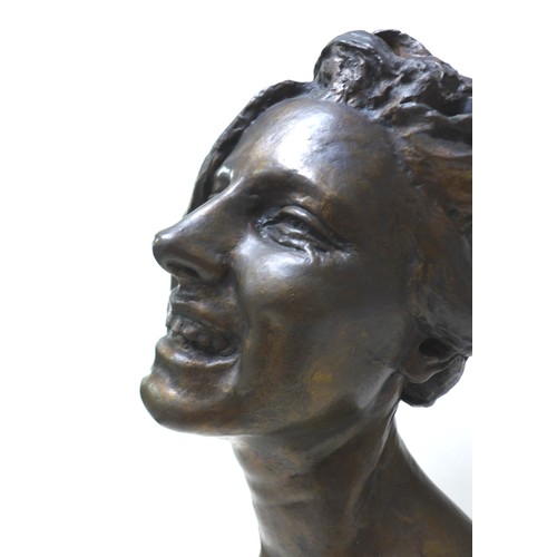 166 - Giuseppe Renda (Italian, 1859-1939): 'Smile' (Sorriso), circa 1910, a bronze head and shoulder bust,... 