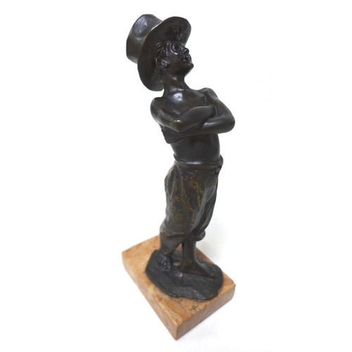 159 - Giuseppe Renda (Italian, 1859-1939): 'Neapolitan boy urchin with monocle, top hat and cane', a bronz... 