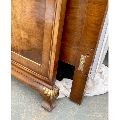 292 - An Art Deco style single bed, walnut veneered with foliate gilt highlights, stamped BMC, together wi... 