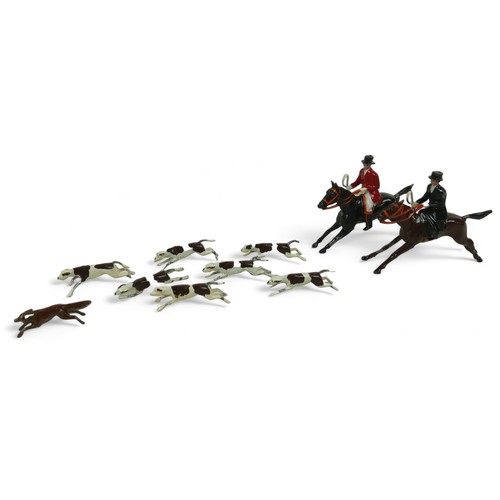 201 - A W Britain die cast figural group, 'Model Hunting Group' from the Model Hunting Series, No.1447, bo... 