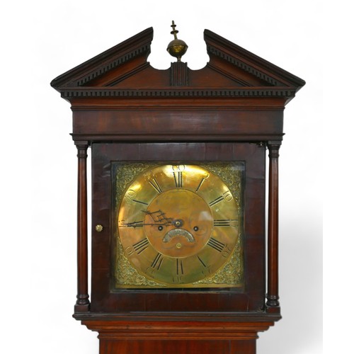 339 - An 18th century mahogany long case clock, by Samuel Lomax of Blackburn, engraved brass dial,  Roman ... 