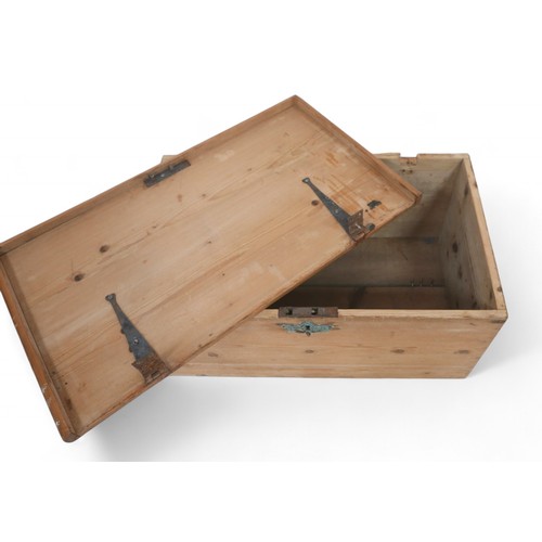 287 - A Victorian style stripped pine box, 64 by 37 by 30cm high.