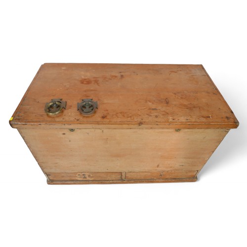 340 - A 19th century stripped pine mule chest, with two base drawers, 120 by 60 by 72cm high.