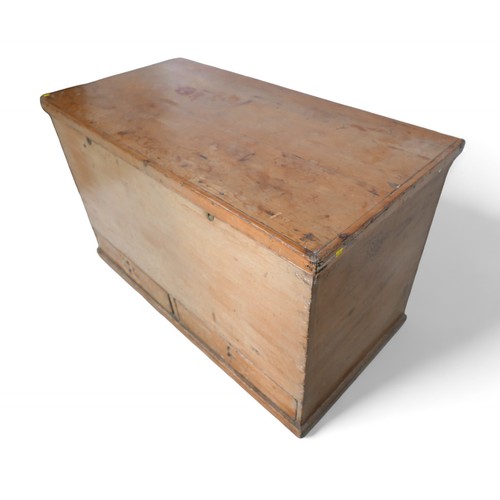 340 - A 19th century stripped pine mule chest, with two base drawers, 120 by 60 by 72cm high.