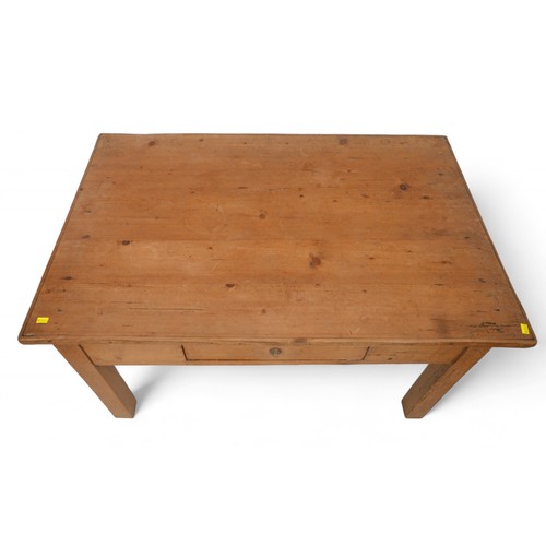 311 - A stripped pine coffee table with a drawer, 94 by 62 by 49cm tall.