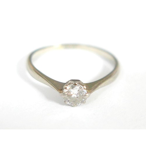 84 - An 18ct white gold diamond solitaire ring, round cut stone approximately 0.25ct, 4mm diameter, size ... 