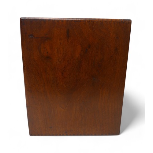 190 - A polished walnut desk top 'Popular' cabinet by Stone's, with a bank of four drawers with brass hand... 