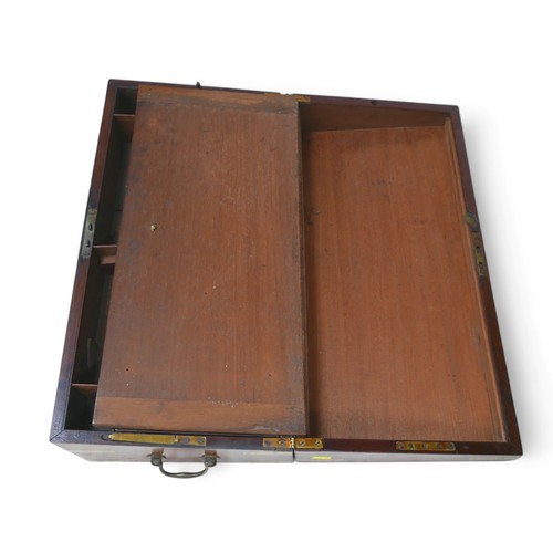 280 - A 19th century mahogany writing slope, with a base drawer, 52 by 25 by 15cm high.