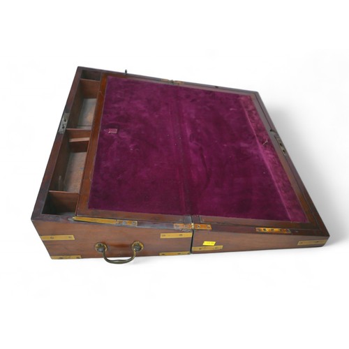 280 - A 19th century mahogany writing slope, with a base drawer, 52 by 25 by 15cm high.