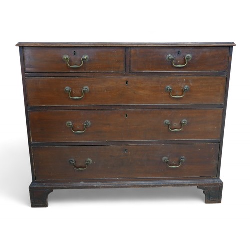 324 - A George III mahogany five drawer chest, standing on bracket feet, 108 by 57 by 90cm high.