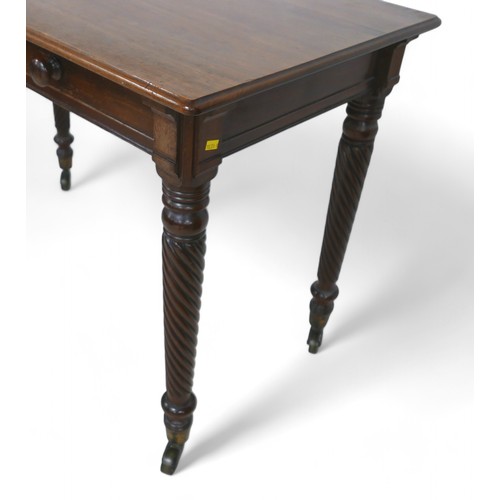 351 - A 19th century mahogany side table, in the manner of Gillows, with two frieze drawers on trafalgar t... 