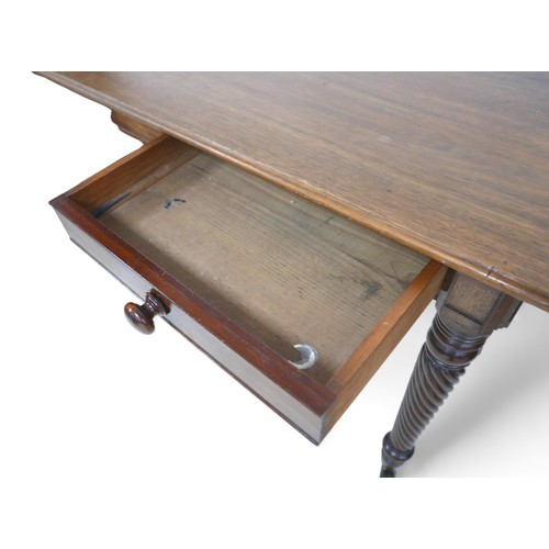 351 - A 19th century mahogany side table, in the manner of Gillows, with two frieze drawers on trafalgar t... 