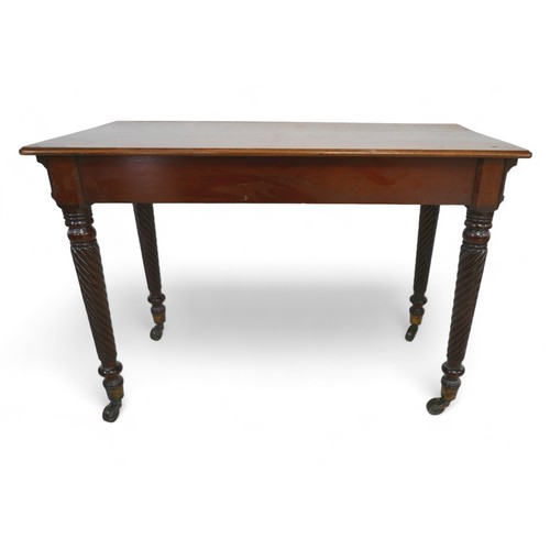 351 - A 19th century mahogany side table, in the manner of Gillows, with two frieze drawers on trafalgar t... 