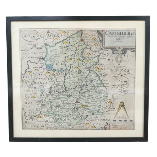 219 - Three 18th century maps, comprising a Johan Speed map of Rutlandshire, 38.5 by 50.5cjm, framed and g... 