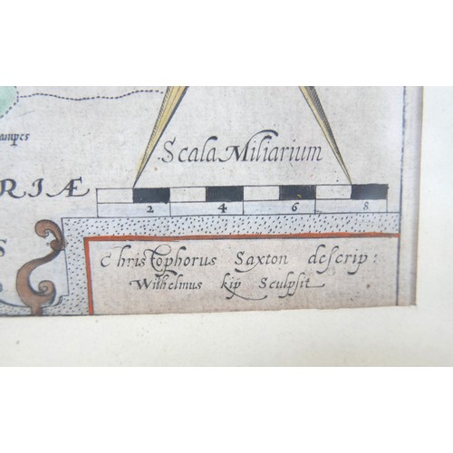 219 - Three 18th century maps, comprising a Johan Speed map of Rutlandshire, 38.5 by 50.5cjm, framed and g... 