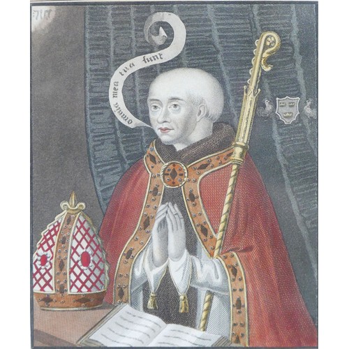 215 - Two Ackerman's history of Cambridge prints, depicting Hugh de Balsham founder of St Peters College, ... 