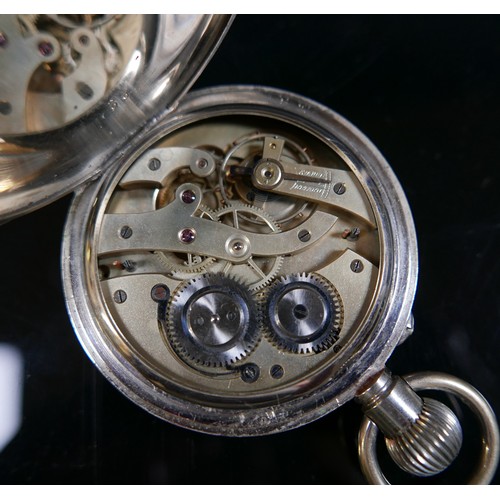 60 - Two Goliath type pocket watches in silver fronted easel back moroccan leather cases. Both with top w... 