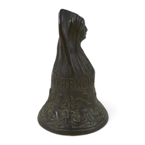 148 - A Renaissance Revival bronze 'Hemony' hand bell, cast in the 17th century Dutch manner with the head... 