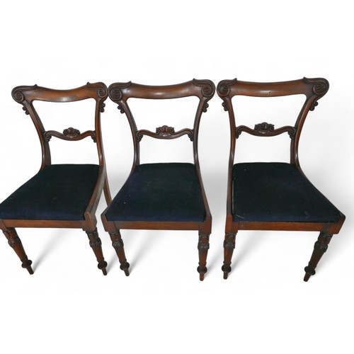 352 - A set of four Regency rosewood dining chairs and a pair of Victorian walnut balloon back chairs, all... 