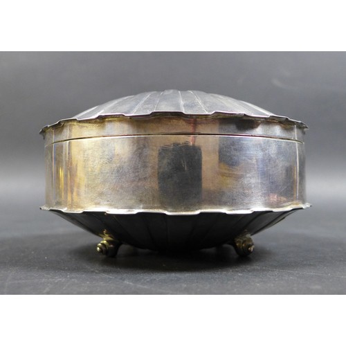 5 - A large George IV silver shaped desk ink stand, with glass inkwell blown to fit the base, Rebecca Em... 