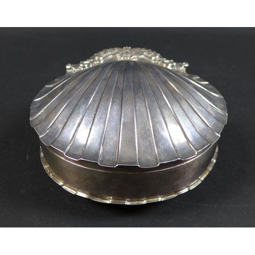 5 - A large George IV silver shaped desk ink stand, with glass inkwell blown to fit the base, Rebecca Em... 