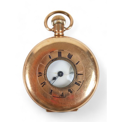 61 - Two American Waltham gold plated half hunter pocket watches, one with Traveller movement, both with ... 