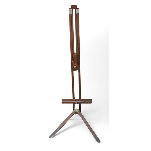 222 - Two artists easels, comprising a vintage adjustable easel on tripod legs, 181cm high, together with ... 