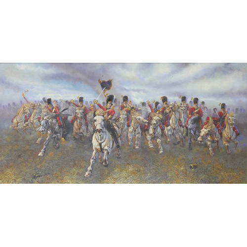 234 - M. Coleman: 'The Greys After The Charge Of The Light Brigade', oil on canvas on board, signed lower ... 