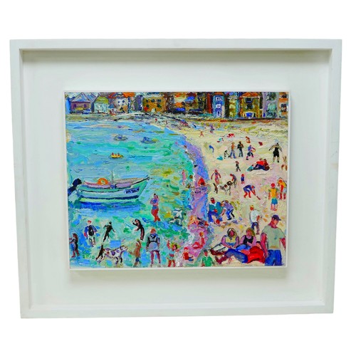 251 - Linda Weir (British, b. 1951): 'Emerald Splash St. Ives', oil on board, signed and dated 2010, 40 by... 