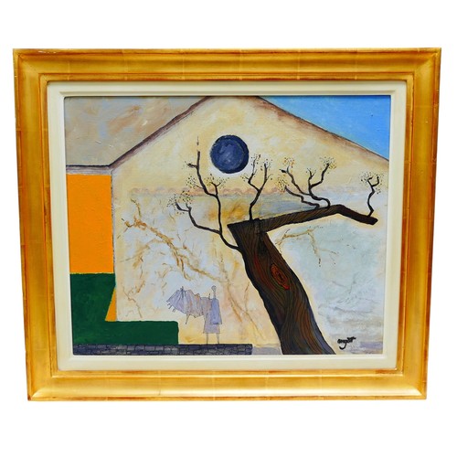 245 - Paul Wingett (1935-2013): 'Angel tree' oil on canvas, signed, 37 by 45cm,  framed, 49 by 57cm.