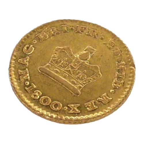 36 - A George III gold third guinea, 1800, obverse with laureate portrait of King George III right, rever... 