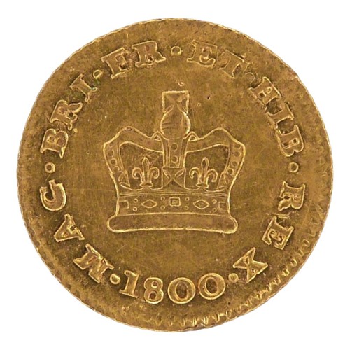 36 - A George III gold third guinea, 1800, obverse with laureate portrait of King George III right, rever... 