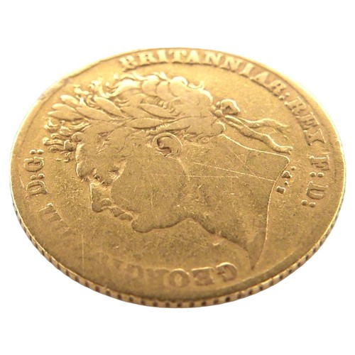 37 - A George IIII gold half sovereign, 1824, obverse with laureate portrait of King George IV left, reve... 