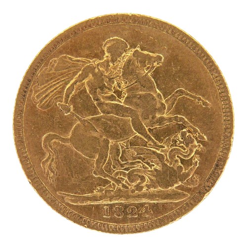 41 - A George IIII gold sovereign, 1824, obverse with laureate portrait of King George IV left, legend ar... 