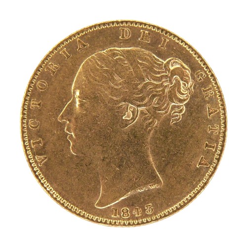 44 - A Victoria Young Head Shield Back gold sovereign, 1843.