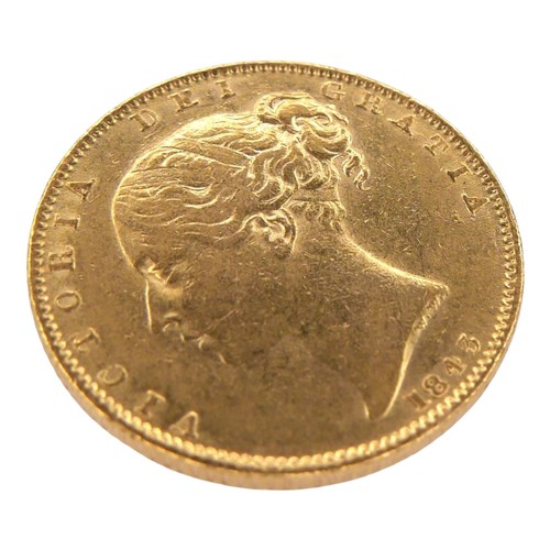 44 - A Victoria Young Head Shield Back gold sovereign, 1843.